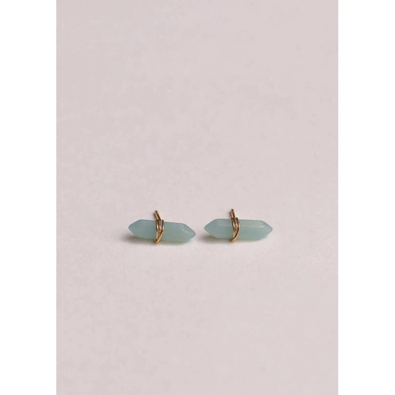 AMAZONITE WIRE WRAP STUDS-Jewellery-JAX KELLY-Coriander