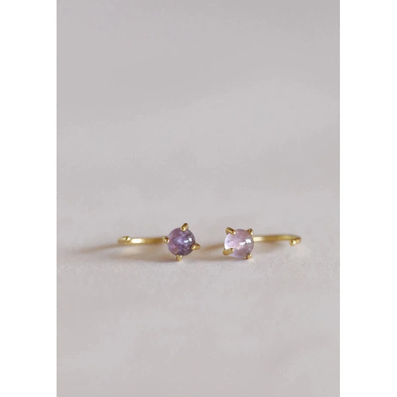 AMETHYST HUGGIES EARRINGS-Jewellery-JAX KELLY-Coriander