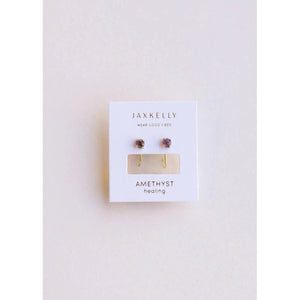 AMETHYST HUGGIES EARRINGS-Jewellery-JAX KELLY-Coriander