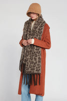 ANIMAL PRINT TASSEL SCARF-Scarves & Wraps-LOOK BY M-MOCHA-Coriander