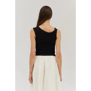 ASYMMETRICAL SHOULDER JERSEY TANK-Top-GRADE AND GATHER-Coriander