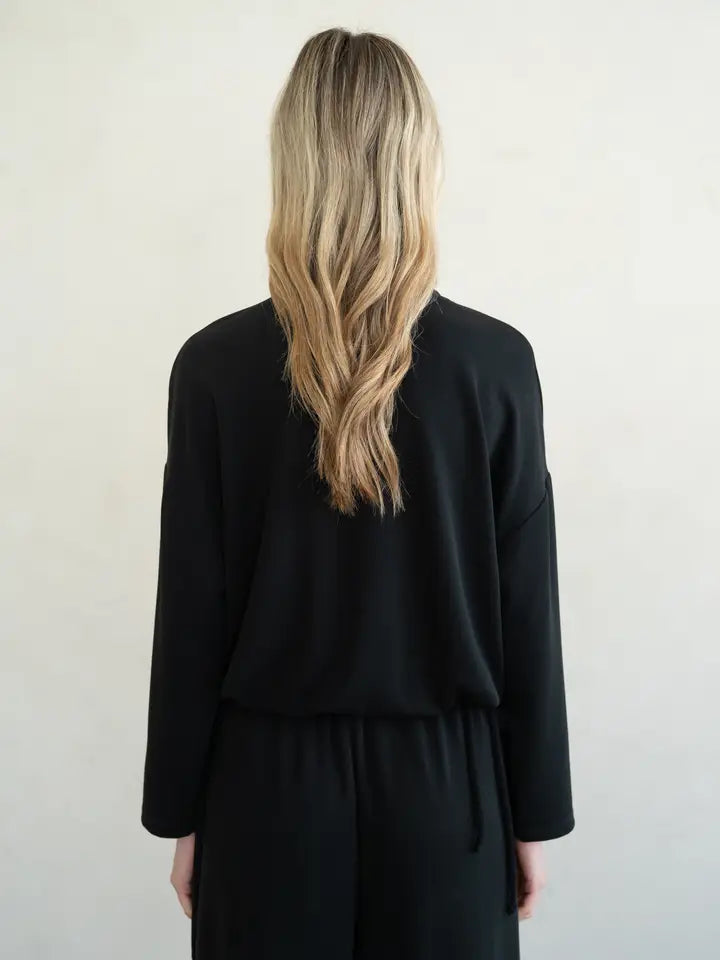 LOUNGE TOP | ULTIMATE SOFT: BLACK-Tops-ELLE GREY-Coriander