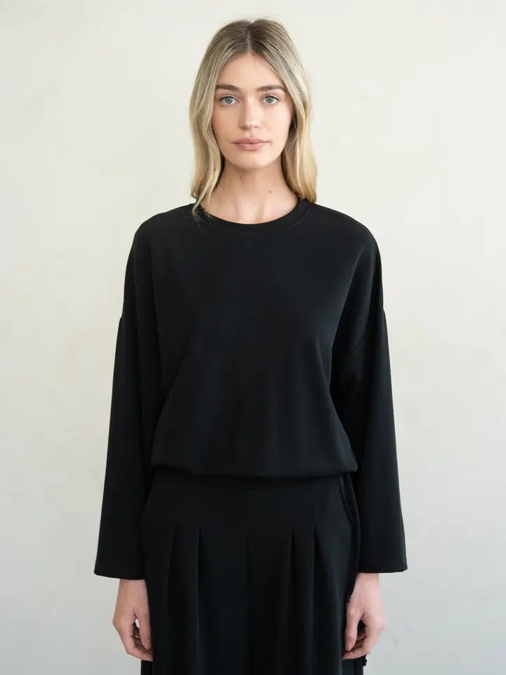 LOUNGE TOP | ULTIMATE SOFT: BLACK-Tops-ELLE GREY-SMALL-Black-Coriander