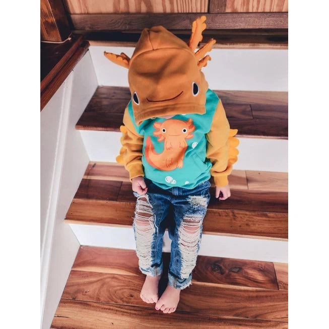 AXOLOTL HOODIE-Kids-DOODLE PANTS-Coriander