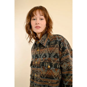 AZTEC SHACKET-Jackets & Sweaters-MOLLY BRACKEN-Coriander