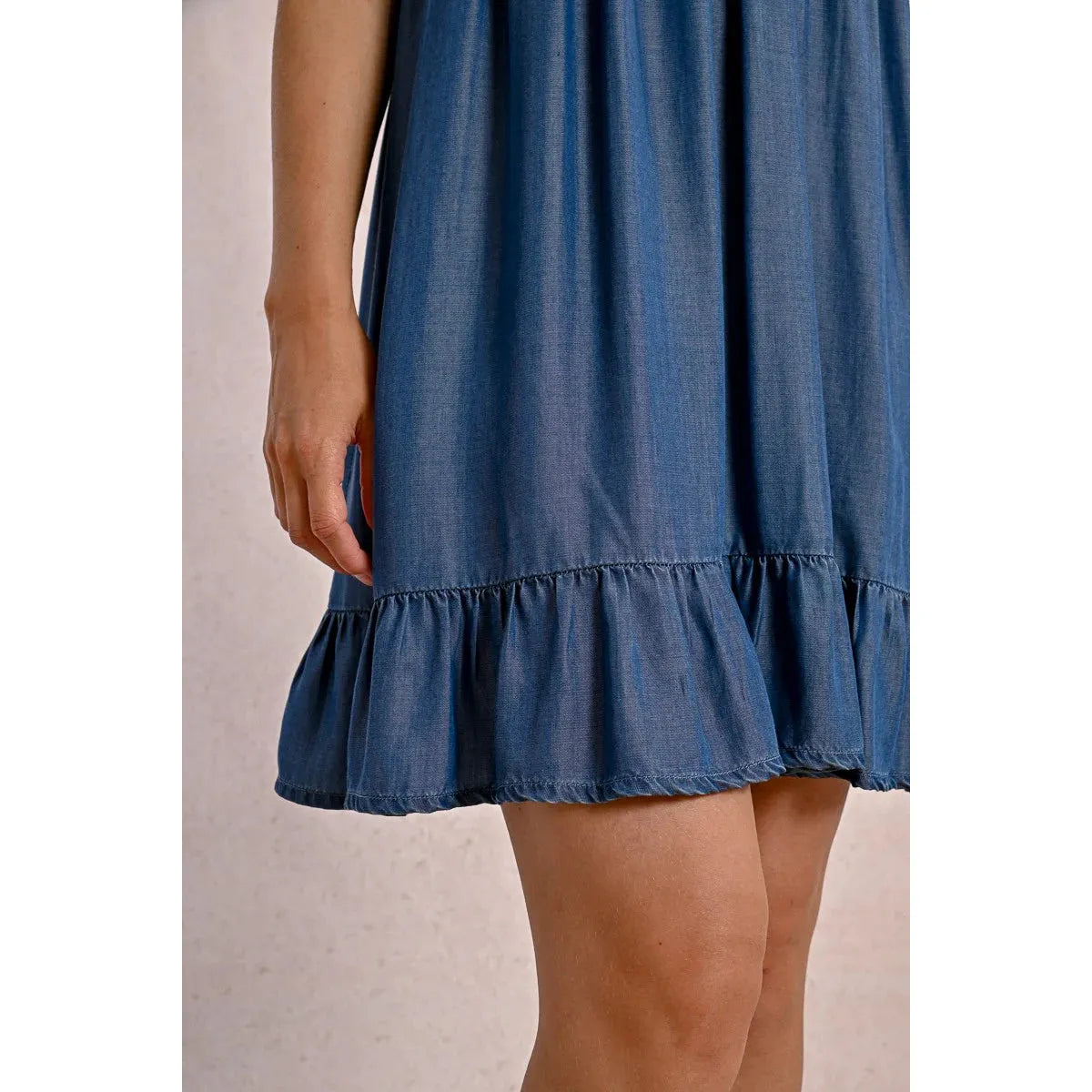 BABYDOLL DENIM DRESS-Dress-MOLLY BRACKEN-Coriander