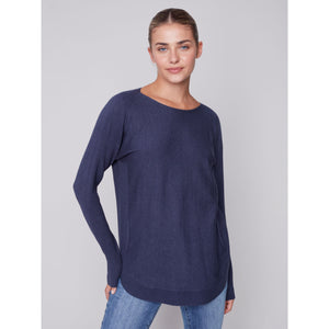 BACK EYELET DETAIL SWEATER-Jackets & Sweaters-CHARLIE B-Coriander