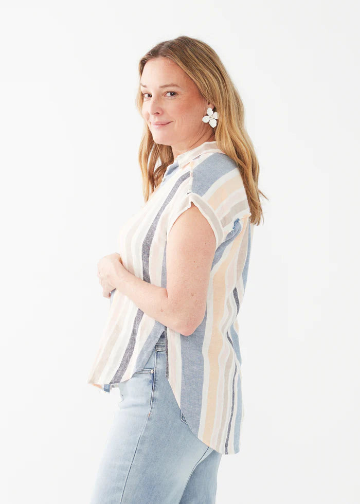 BAHA STRIPE BLOUSE-Tops-FRENCH DRESSING JEANS-Coriander