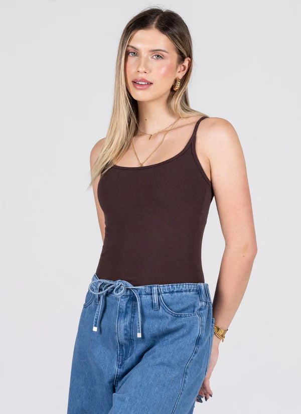BAMBOO CAMI | LOW CUT-Basics-CEST MOI-ONE-Brown-Coriander