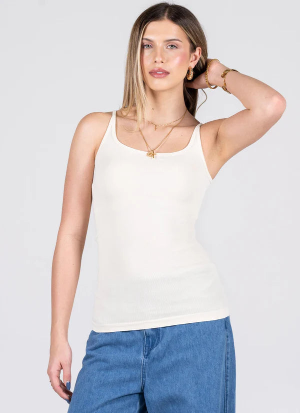 BAMBOO CAMI | LOW CUT-Basics-CEST MOI-ONE-Ivory-Coriander