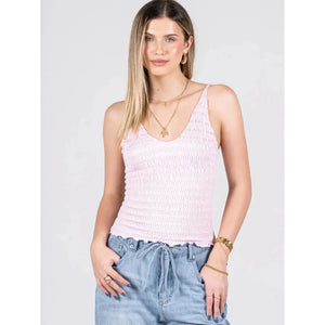 BAMBOO CAMI | SEAMLESS SMOCKED-Basics-CEST MOI-ONE-PINK-Coriander