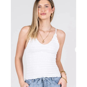 BAMBOO CAMI | SEAMLESS SMOCKED-Basics-CEST MOI-ONE-White-Coriander