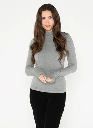 BAMBOO MOCK NECK TOP-Tops-CEST MOI-ONE-HEATHER SILVER-Coriander