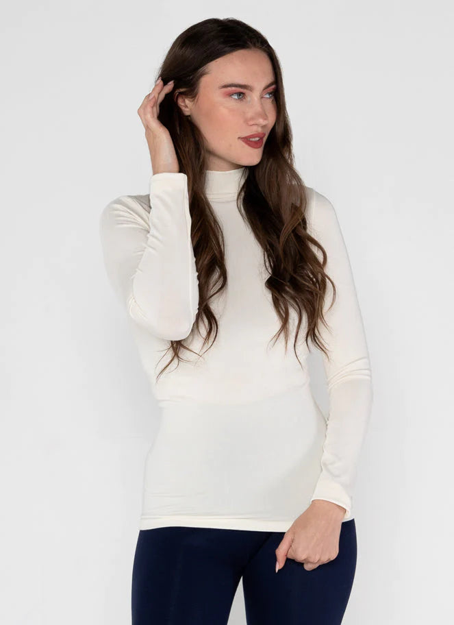 BAMBOO MOCK NECK TOP-Tops-CEST MOI-ONE-Ivory-Coriander