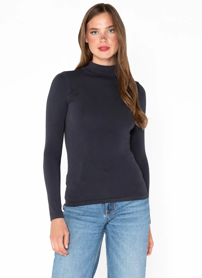 BAMBOO MOCK NECK TOP-Tops-CEST MOI-ONE-HEATHER SILVER-Coriander