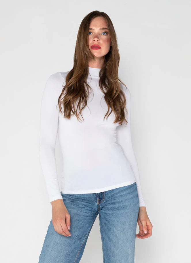 BAMBOO MOCK NECK TOP-Tops-CEST MOI-ONE-White-Coriander