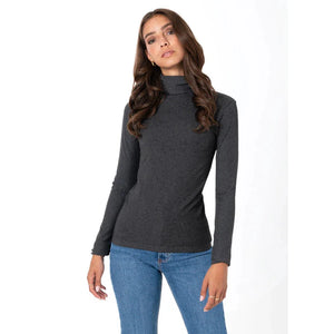 BAMBOO SHORT TURTLENECK TOP-Basics-CEST MOI-ONE-HEATHER BLACK-Coriander