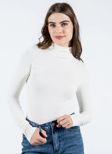 BAMBOO SHORT TURTLENECK TOP-Basics-CEST MOI-ONE-Ivory-Coriander