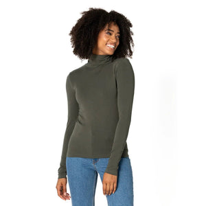 BAMBOO SHORT TURTLENECK TOP-Basics-CEST MOI-ONE-OLIVE-Coriander