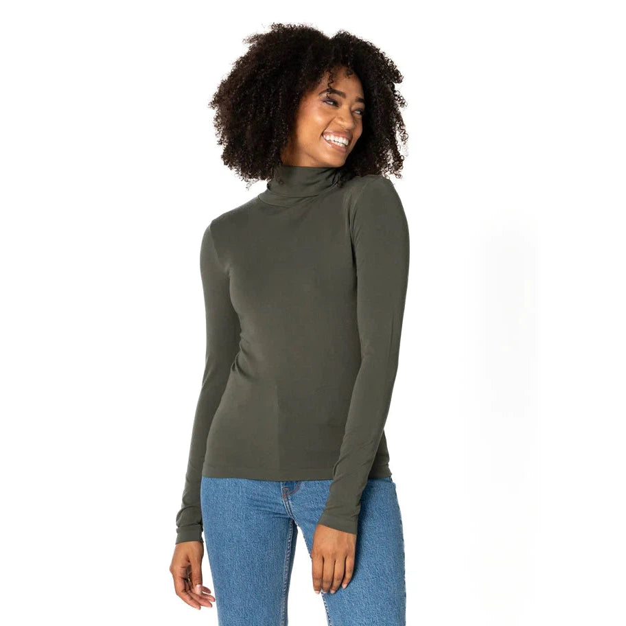 BAMBOO SHORT TURTLENECK TOP-Basics-CEST MOI-ONE-OLIVE-Coriander