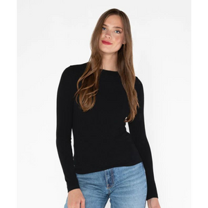 BAMBOO TOP | LONG-SLEEVED CREW NECK-Basics-CEST MOI-ONE-Black-Coriander