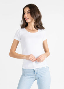 BAMBOO TOP | SHORT-SLEEVED SCOOP NECK-Tops-CEST MOI-ONE-White-Coriander