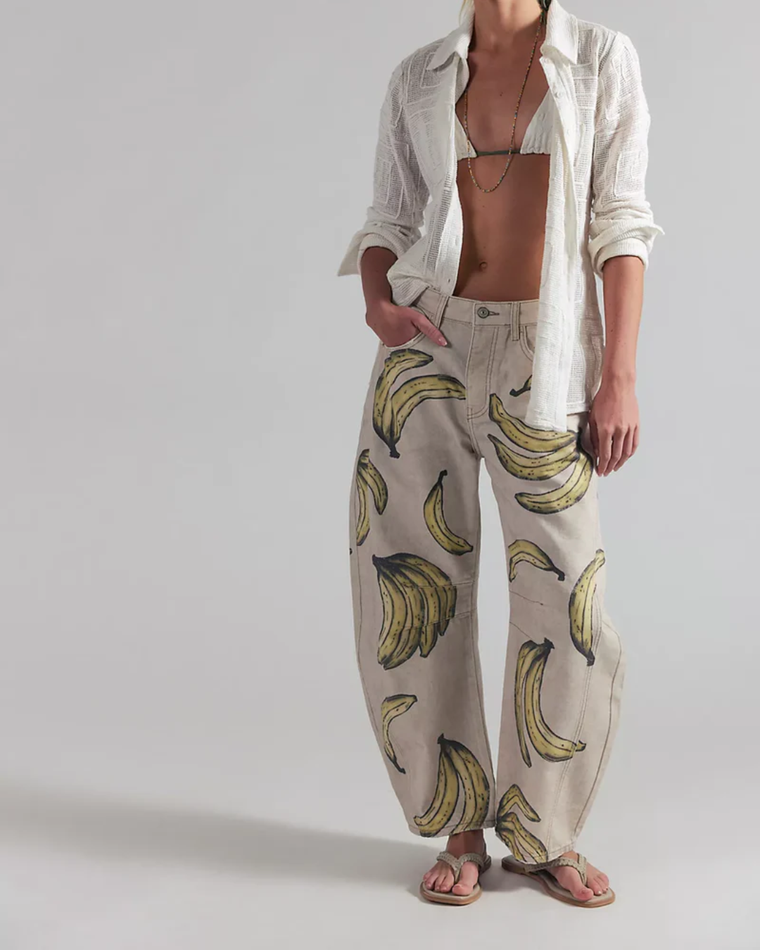 BARREL JEANS | GOOD LUCK PRINTED: GO BANANAS-Denim-FREE PEOPLE-Coriander
