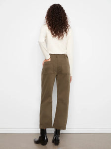 BARREL LEG PANTS | TWILL: OLIVE-Bottoms-CHARLIE B-Coriander