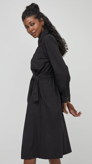 BASIC BLACK SHIRT DRESS-Dress-UCHUU-Coriander
