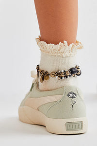 BELOVED WAFFLE KNIT ANKLE SOCK | IVORY-Socks & Footwear-FREE PEOPLE-Coriander
