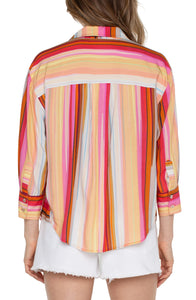 BERRY BLOSSOM STRIPE BLOUSE-Tops-LIVERPOOL-Coriander