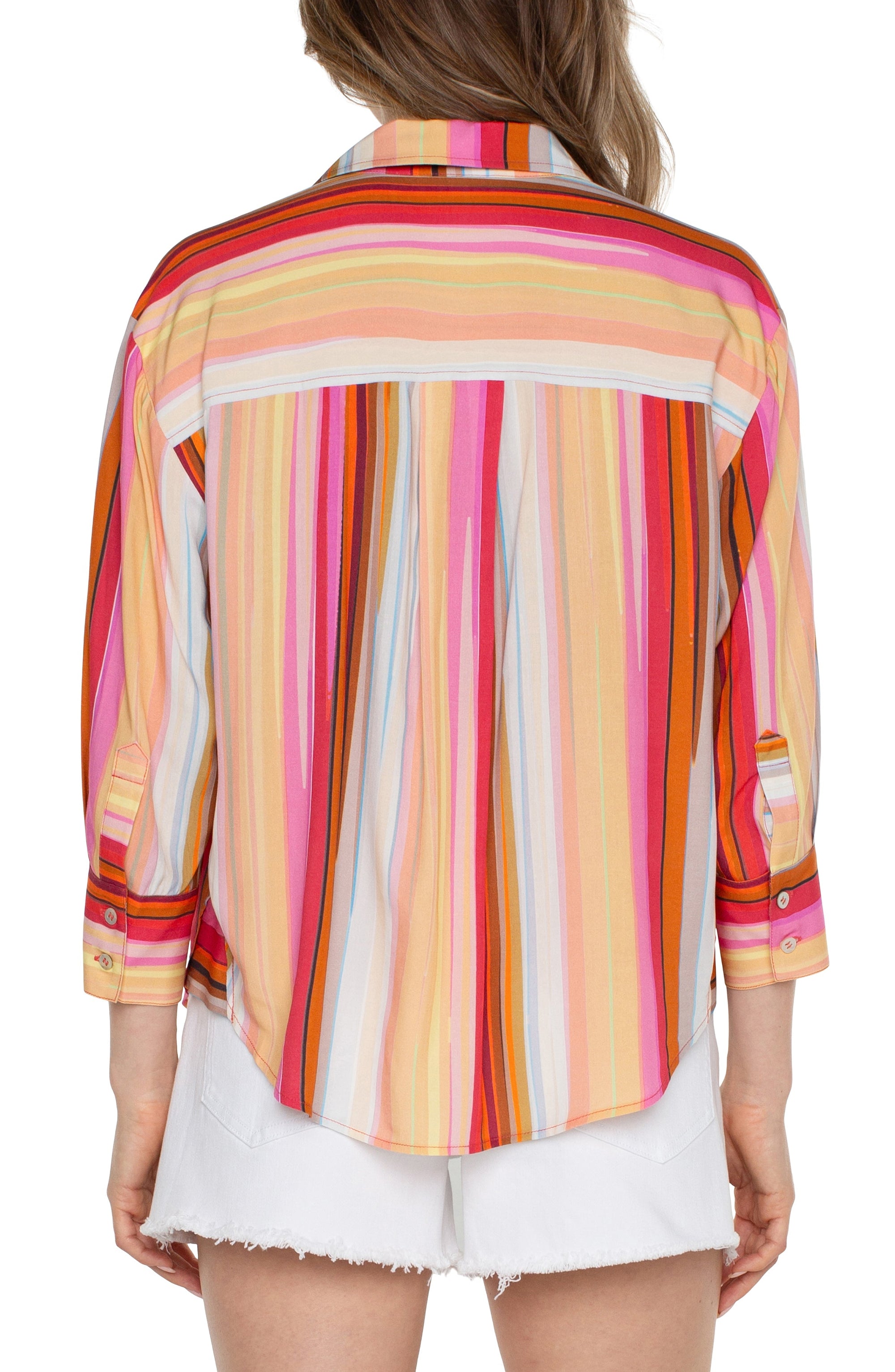 BERRY BLOSSOM STRIPE BLOUSE-Tops-LIVERPOOL-Coriander