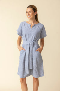 BETHANY DRESS W/BELT-Dress-HABITAT-SMALL-INDIGO-Coriander
