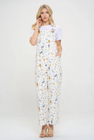 BIRD FLORAL OVERALLS-Bottoms-SM WARDROBE-Coriander