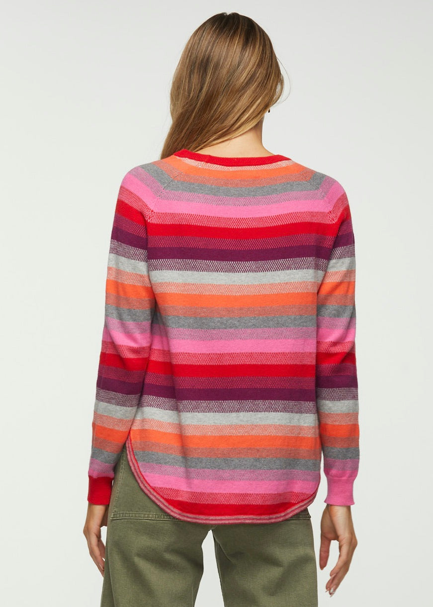 BIRDSEYE STRIPE SWEATER - NAVY, RUBY-Jackets & Sweaters-ZAKET & PLOVER-Coriander