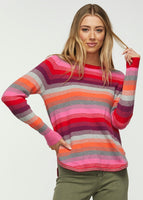 BIRDSEYE STRIPE SWEATER - NAVY, RUBY-Jackets & Sweaters-ZAKET & PLOVER-XSMALL-RUBY-Coriander