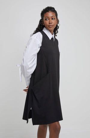 BLACK TUNIC DRESS-Dress-UCHUU-Coriander
