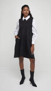 BLACK TUNIC DRESS-Dress-UCHUU-ONE-BLACK-Coriander