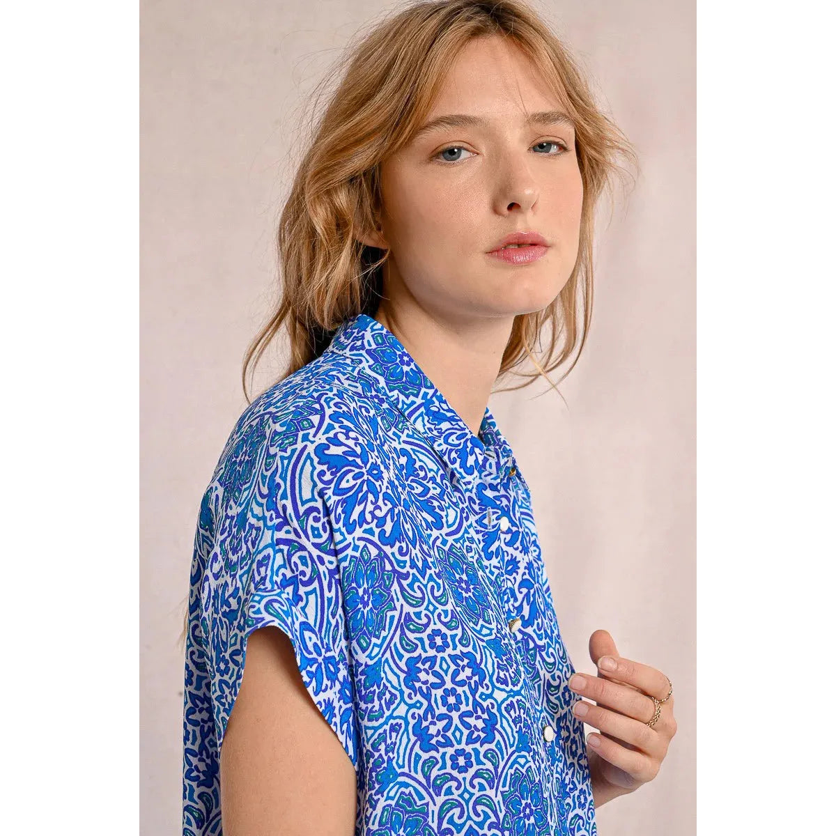 BLOUSE | BLUE ASHA T-SHIRT-Top-MOLLY BRACKEN-XSMALL-Blue-Coriander