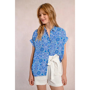 BLOUSE | BLUE ASHA T-SHIRT-Top-MOLLY BRACKEN-Coriander