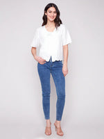 BLOUSE | ELBOW SLEEVE V-NECK-Tops-CHARLIE B-Coriander
