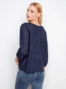 BLOUSE | EYELET TIE CLOSE-Top-CHARLIE B-Coriander