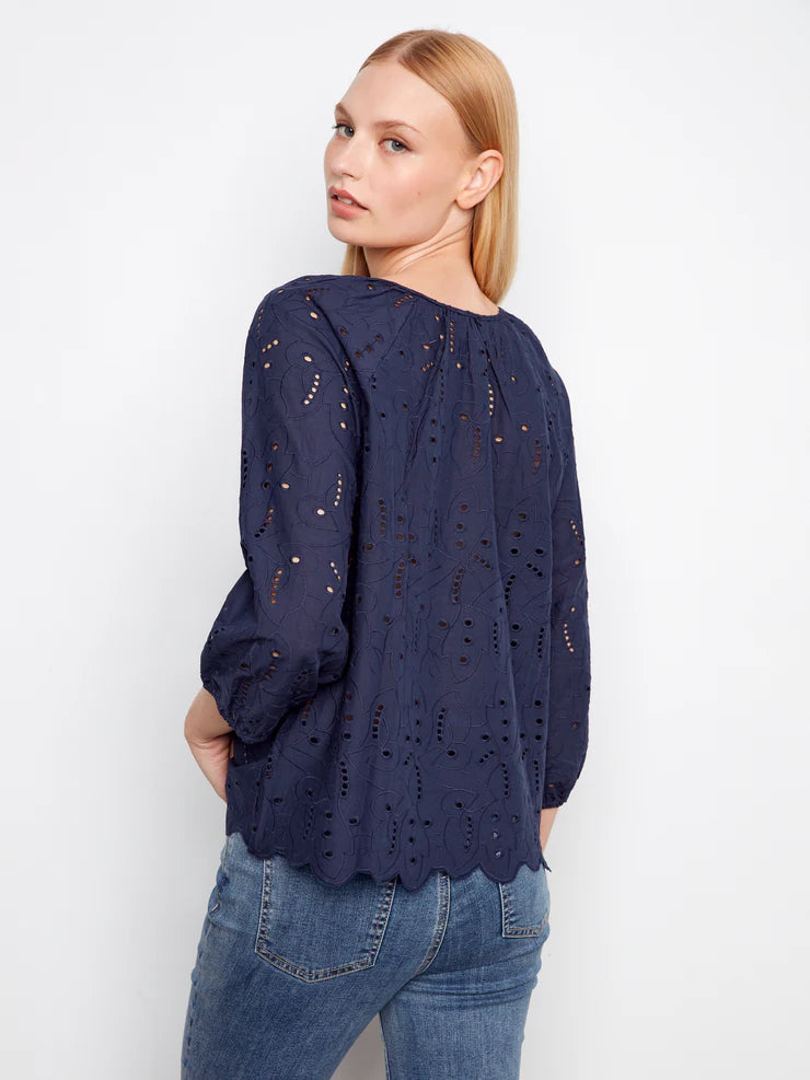 BLOUSE | EYELET TIE CLOSE-Top-CHARLIE B-Coriander