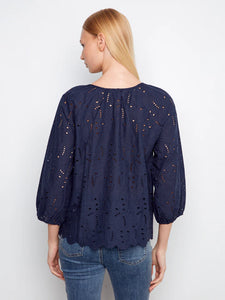 BLOUSE | EYELET TIE CLOSE-Top-CHARLIE B-Coriander