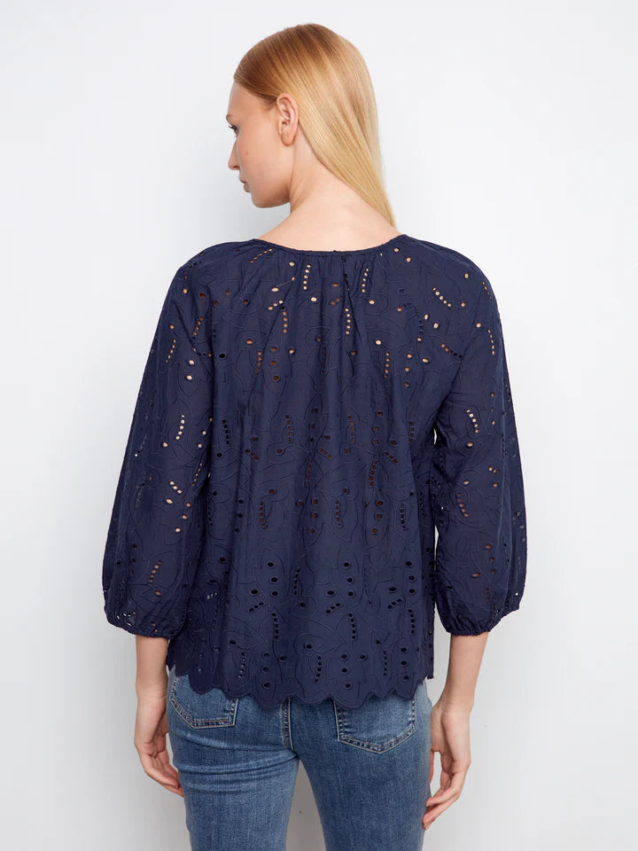 BLOUSE | EYELET TIE CLOSE-Top-CHARLIE B-Coriander