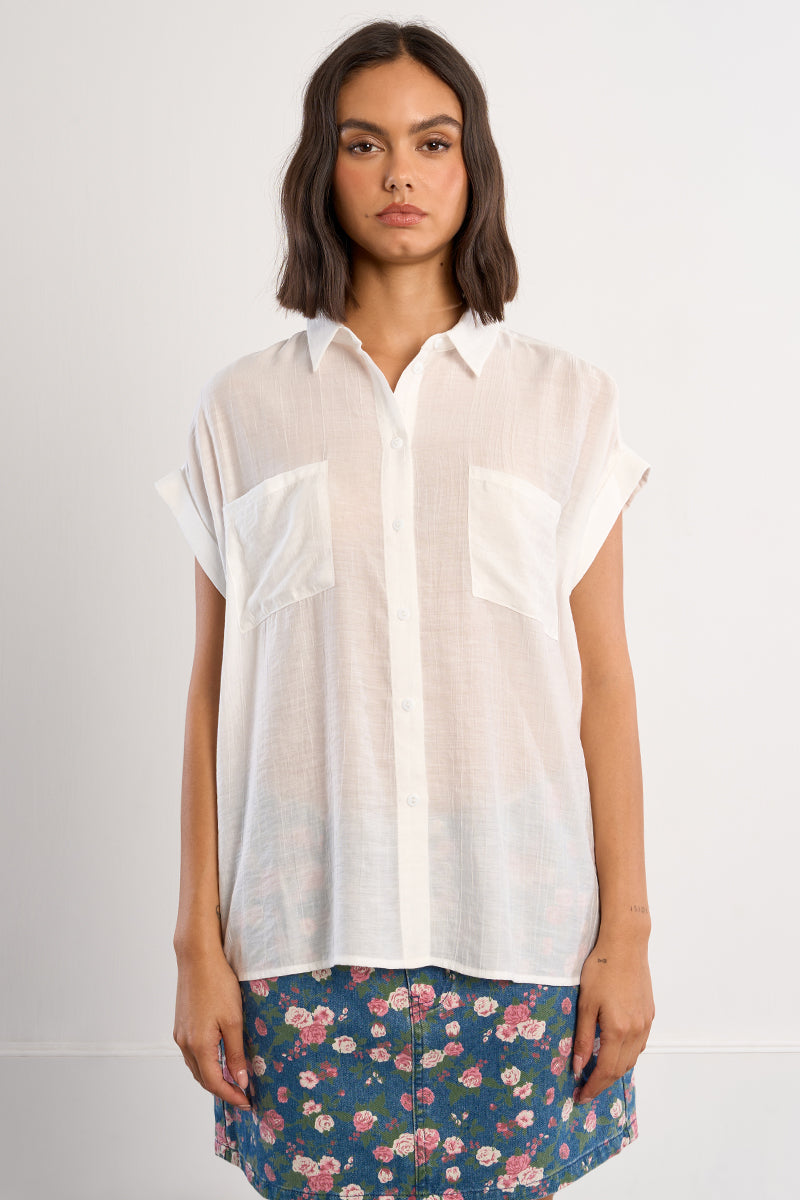 BLOUSE | FLOWING CAP-SLEEVED-Top-MOLLY BRACKEN-Coriander