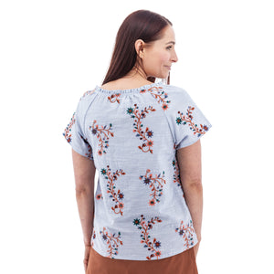 BLOUSE | LORENA FLORAL SPLIT NECK-Top-AVENTURA-Coriander
