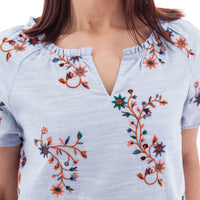 BLOUSE | LORENA FLORAL SPLIT NECK-Top-AVENTURA-SMALL-Blue-Coriander