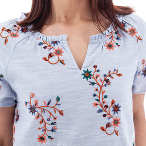 BLOUSE | LORENA FLORAL SPLIT NECK-Top-AVENTURA-SMALL-Blue-Coriander