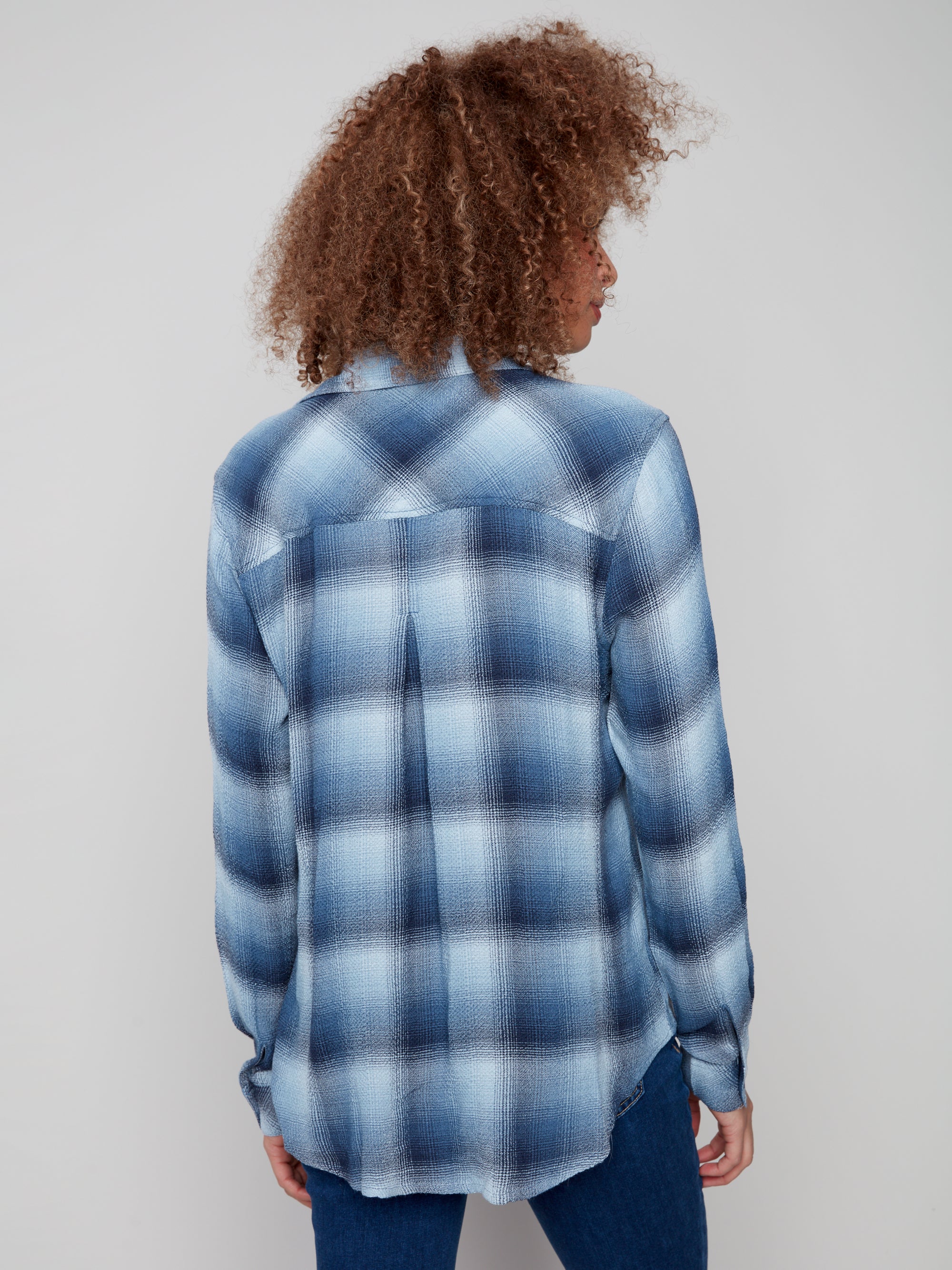 BLOUSE | PLAID BUTTON FRONT-Tops-CHARLIE B-Coriander